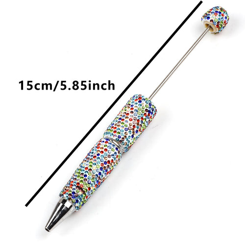 New DIY Full-Rhinestone Beaded Ballpoint Pen – Multi-color Acrylic Beads, Hand-set Rhinestones – In-stock Wholesale